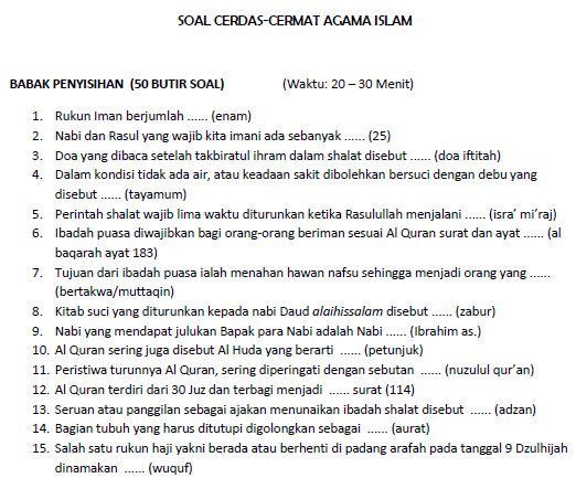 Soal Soal Agama Islam Tk A - Pusat Pengetahuan