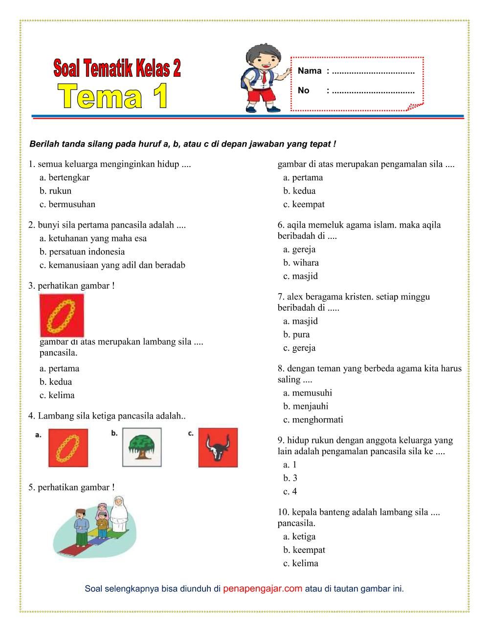 Soal Pancasila Kelas 2 - Riset