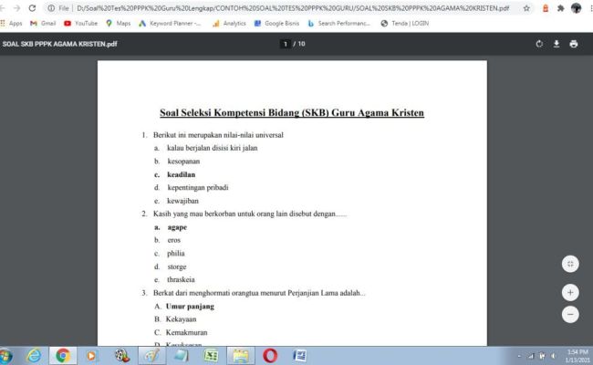 Contoh Soal P3k Guru Agama Kristen Contoh Soal Tes Seleksi Pppk 2021