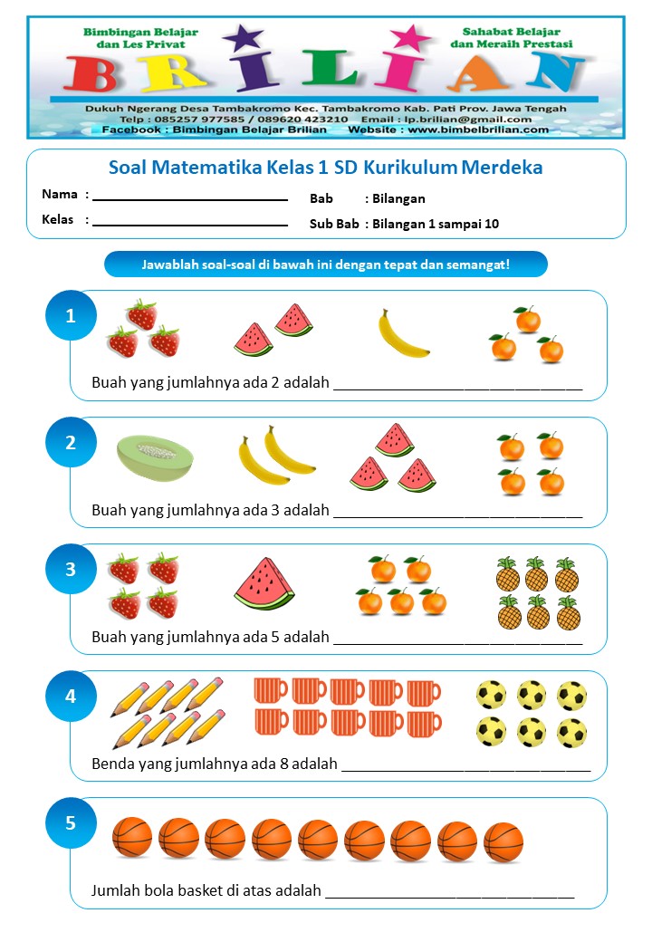 Soal Matematika Kelas 1 Sd Semester 1 Kurikulum 2013 - Homecare24