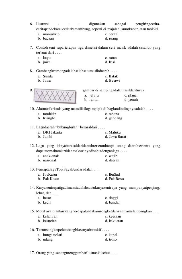 Soal Essay Seni Budaya Kelas 7 – Lakaran