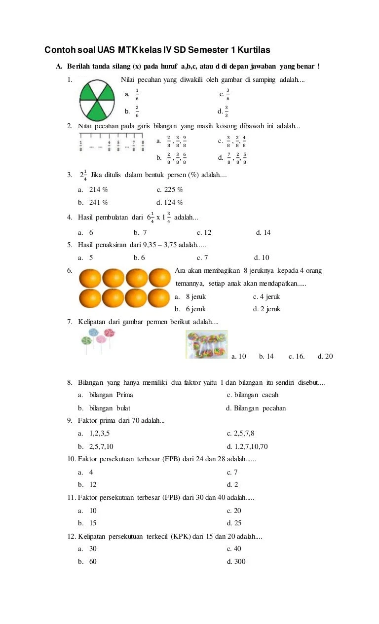 Soal Uas Matematika Kelas 4 Semester 2 - Homecare24