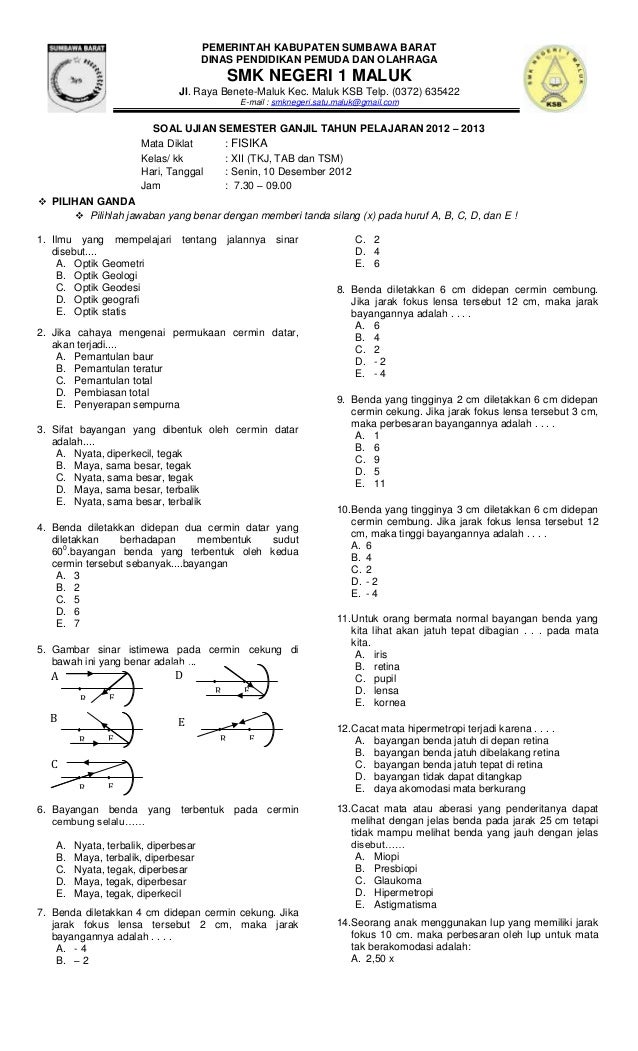 Contoh Soal Materi Fisika Kelas 12 Semester 1 | Contoh Skripsi