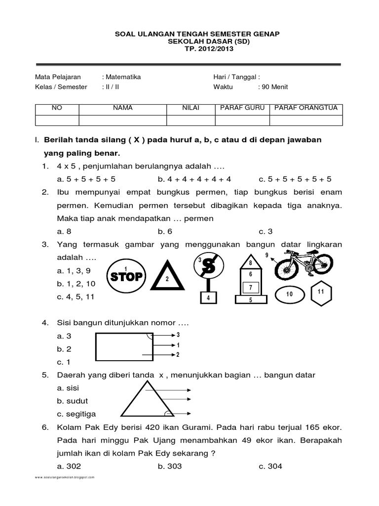 soal matematika kelas 3 sd semester 2 - wood scribd indo