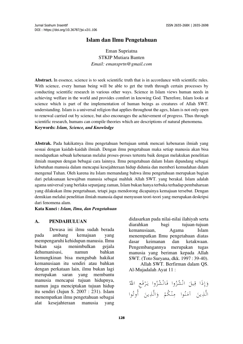 (PDF) Islam dan Ilmu Pengetahuan