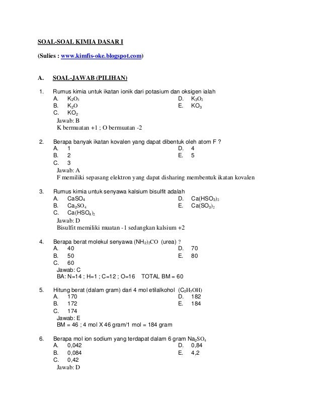 Soal Essay Kimia – Ilustrasi