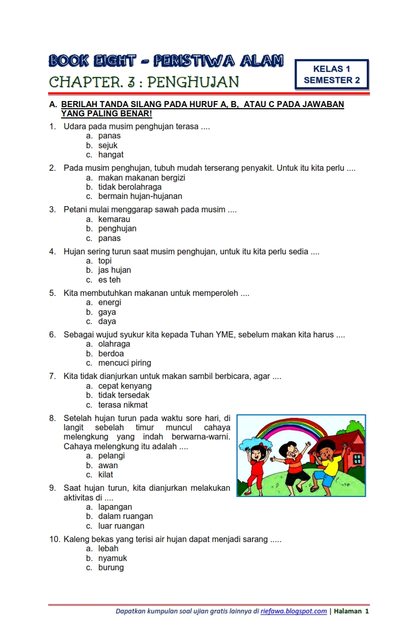 Soal Kelas 3 Tema 1 Subtema 2 Pilihan Ganda - IMAGESEE