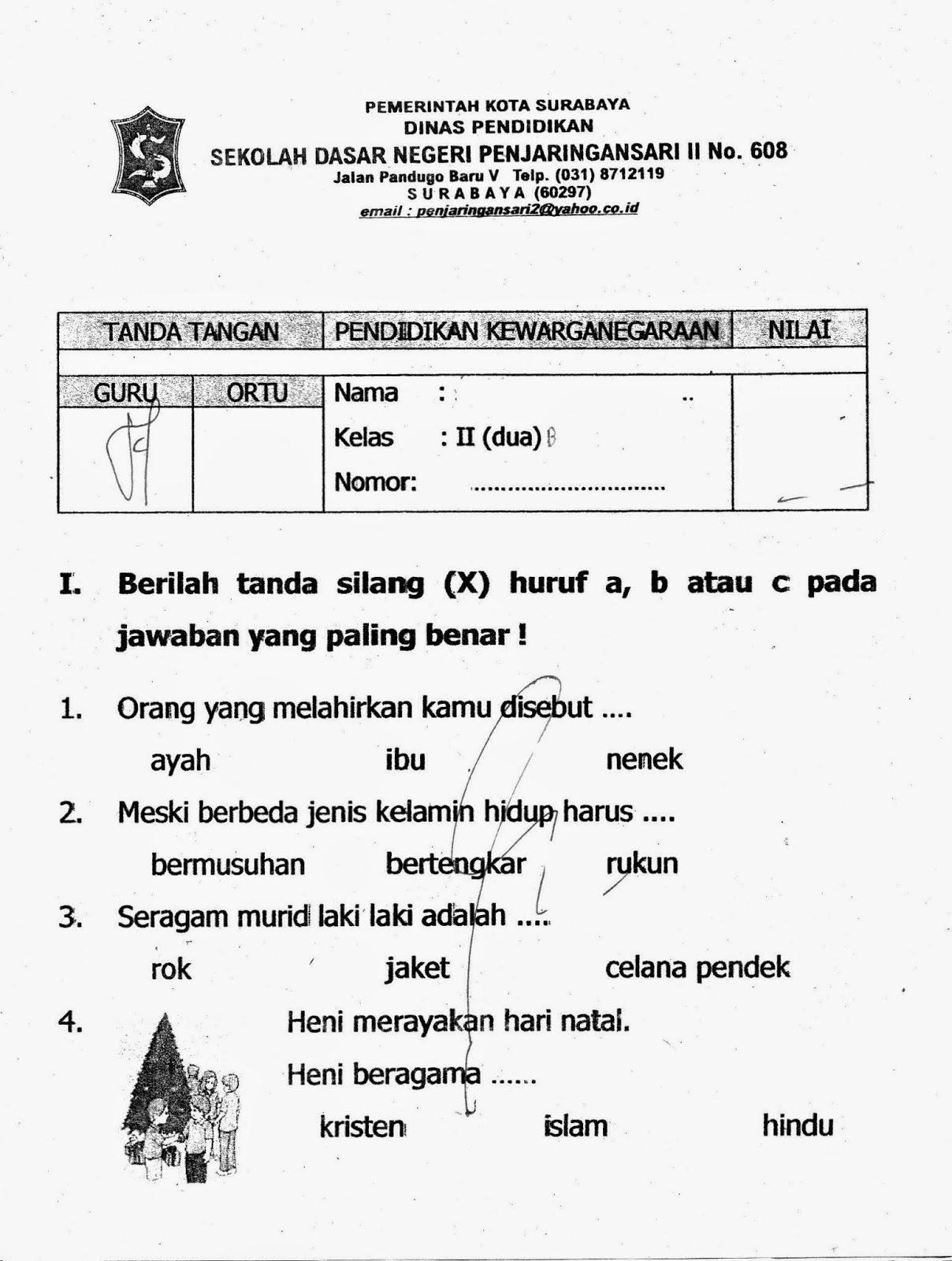 Soal Pendidikan Agama Islam Pai Kelas 2 Sd Semester 1 K13 Admin Sekolah