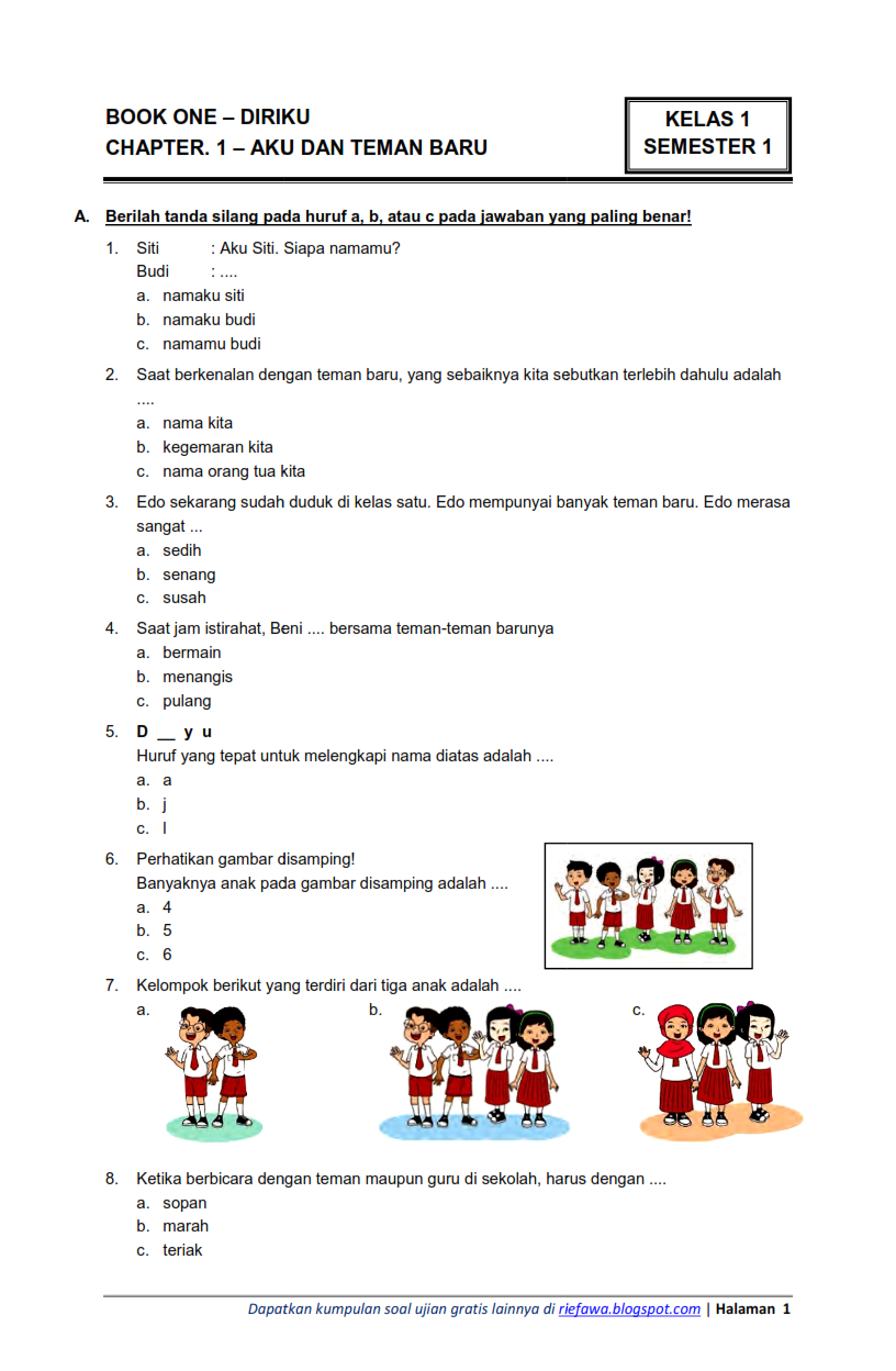 Soal Tema 1 Subtema 1 Kelas 6 - Homecare24