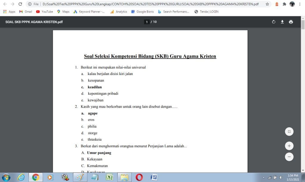 Contoh soal tes P3K guru agama kristen dan kunci jawaban - antapedia.com