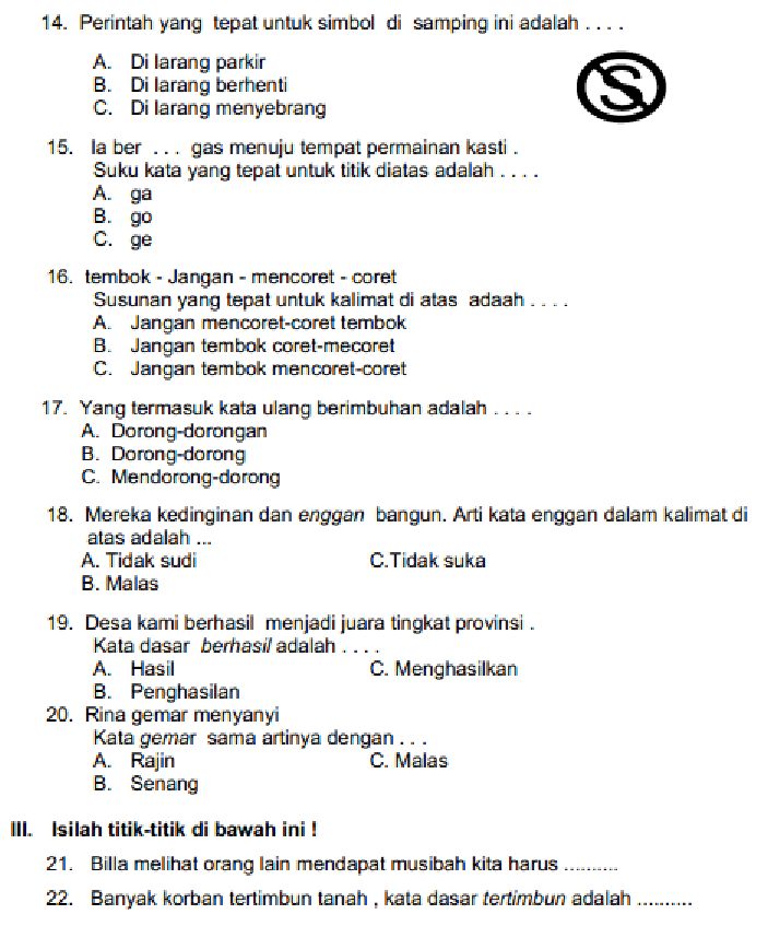 Soal Bahasa Sunda Kelas 3 Semester 2 - Riset