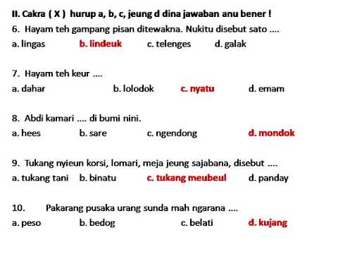 Soal Dan Jawaban Bahasa Sunda Kelas 6 Semester 2 File Soal Dan - Riset