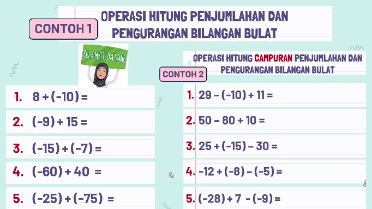 Bilangan Bulat Soal Matematika Kelas 6 Dan Kunci Jawabannya Pdf