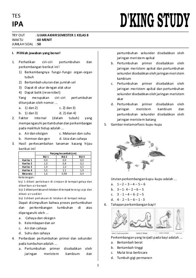 Soal ipa biologi kelas 8 semester 2 2021