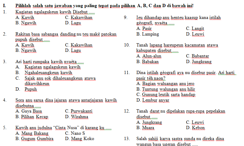 Soal Bahasa Sunda Kelas 5 Semester 1 - Homecare24