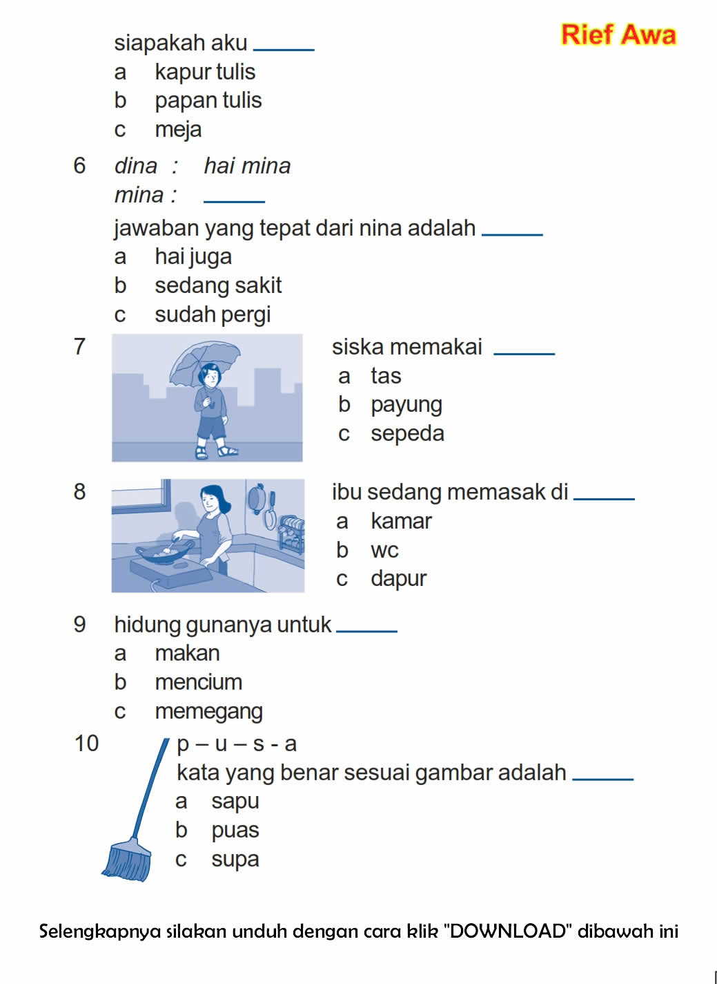 Soal Uts Bahasa Indonesia Kelas 1 Sd - Homecare24