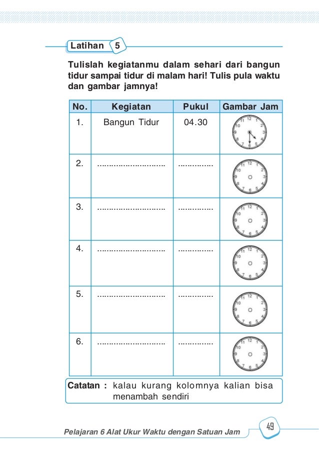 Soal Matematika Kelas 2 Materi Jam