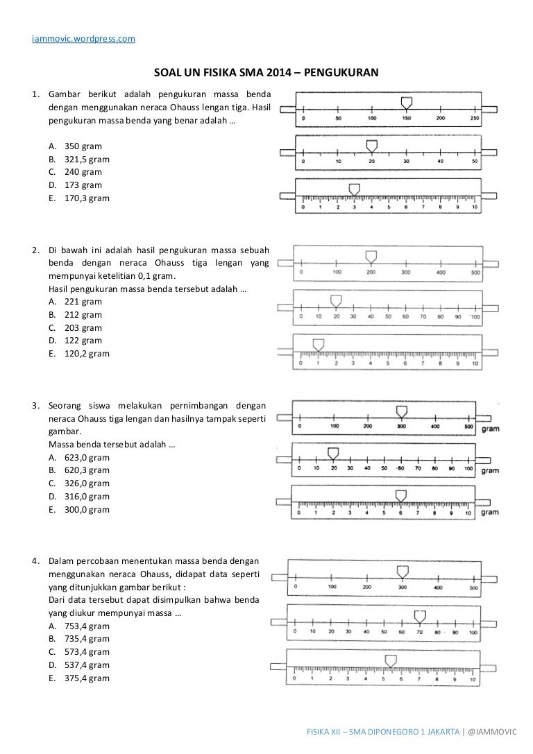 Soal UN Fisika SMA 2014 - Pengukuran