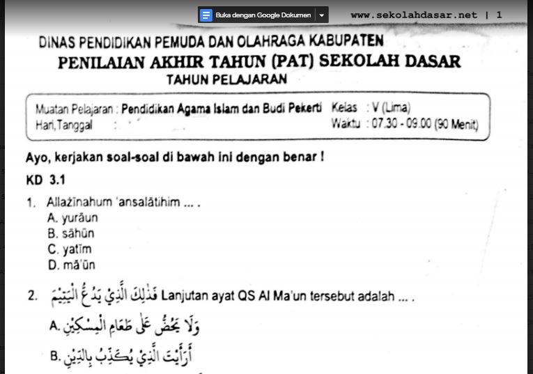 Soal Dan Jawaban Agama Islam Tentang Toleransi