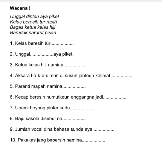 Contoh Soal Isian Singkat Dan Uraian Bahasa Sunda Kelas X – Beinyu.com