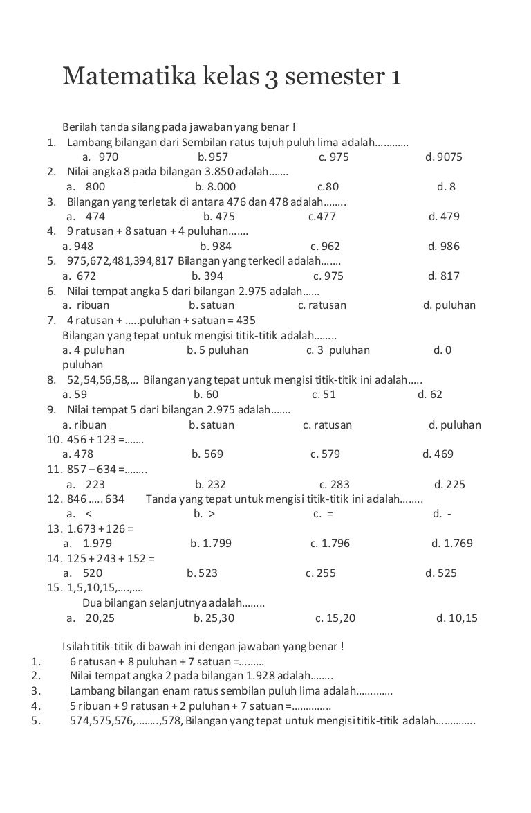 Kumpulan Soal Ulangan Sd Soal Uts Plh Semester 1 Kelas 3 Sd - Mobile