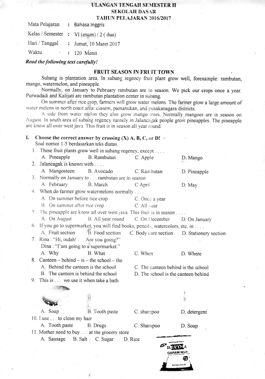 ☀ 50 soal olimpiae nasional bahasa inggris kelas 6 dan kunci jawaban