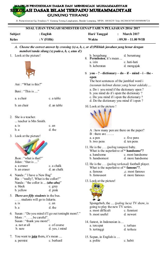 Contoh Soal Matematika Dasar Bahasa Inggris Terbaru