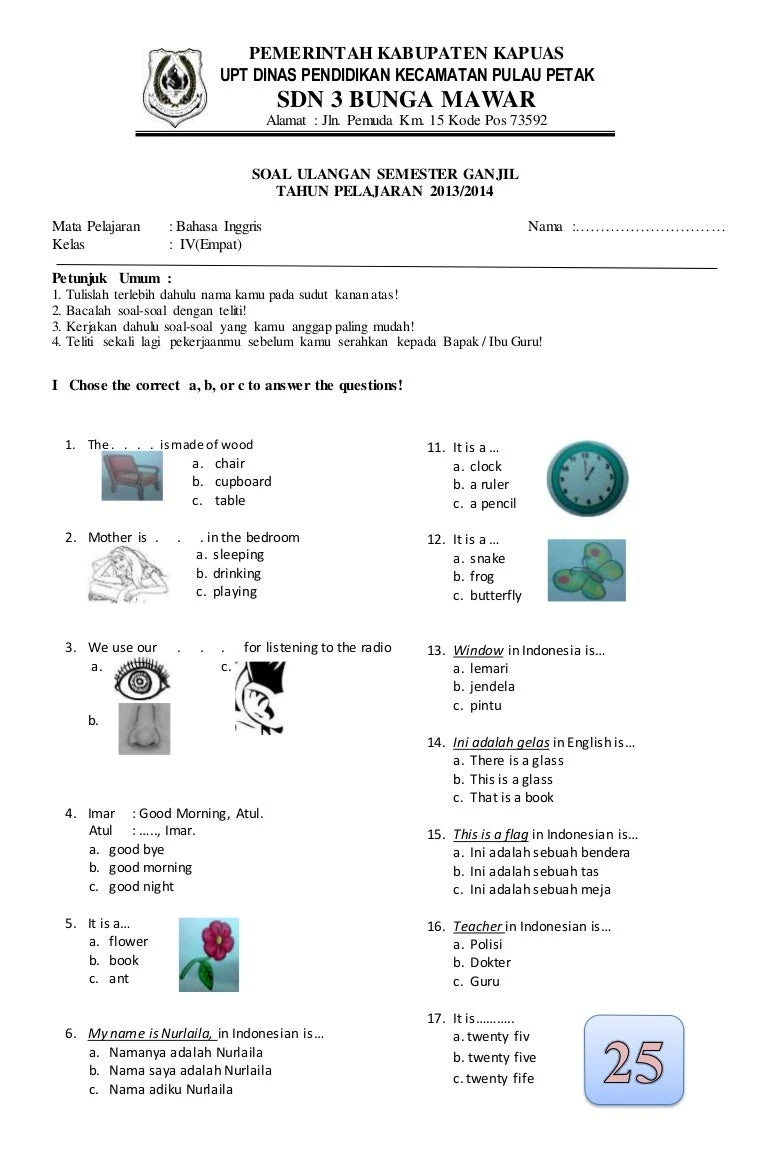 Materi Bahasa Inggris Kelas 4 Sd - Homecare24